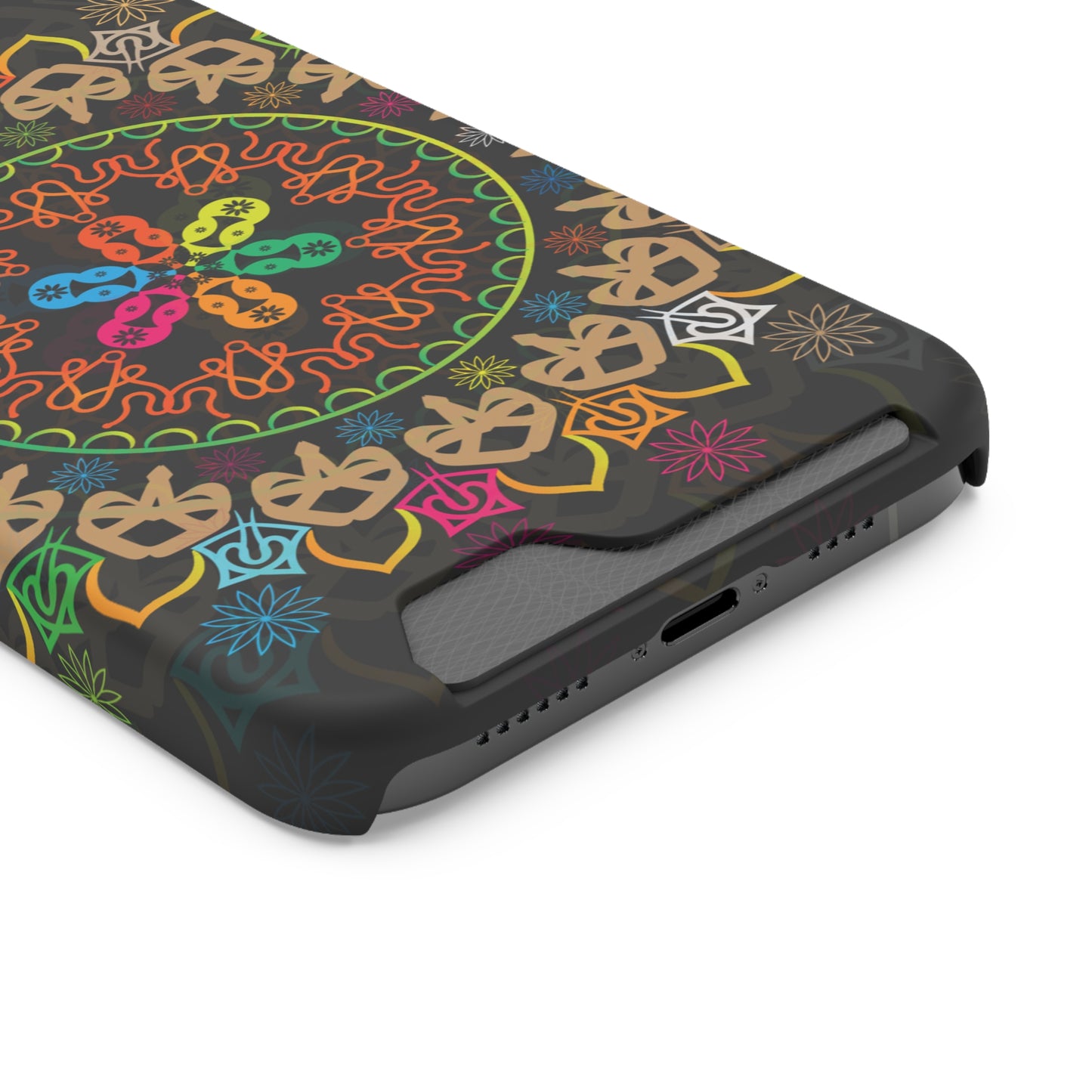 Colorful Mandala Phone Case with Card Holder, Bohemian Phone Accessory, Gift for Him/Her, Vibrant Smartphone Case, Artistic Phone Cover