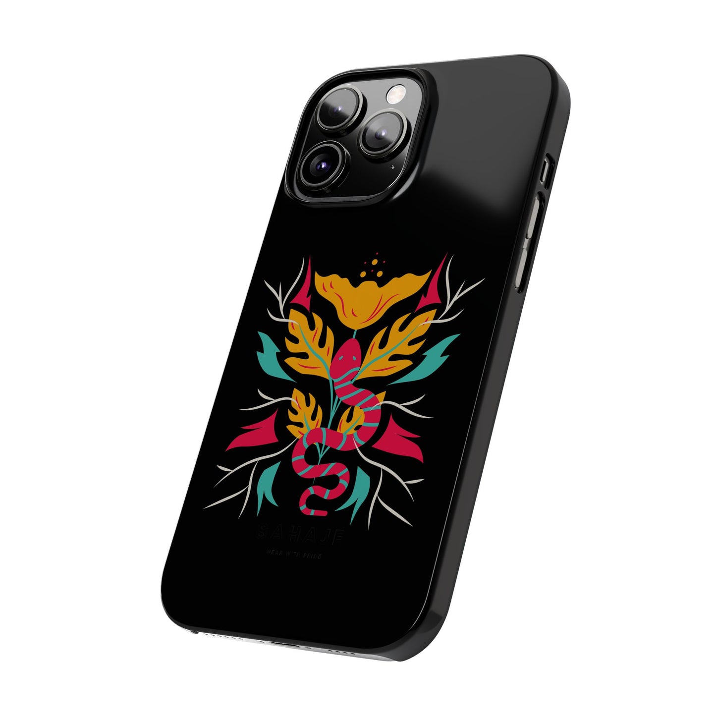Colorful Floral Snake Slim Phone Case, Trendy Phone Accessories, Unique Gift for Nature Lovers, Modern Phone Cover, Stylish Protection