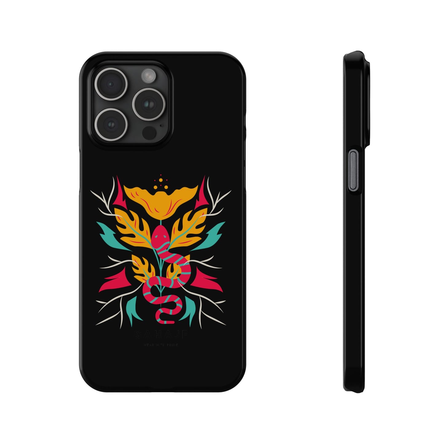 Colorful Floral Snake Slim Phone Case, Trendy Phone Accessories, Unique Gift for Nature Lovers, Modern Phone Cover, Stylish Protection