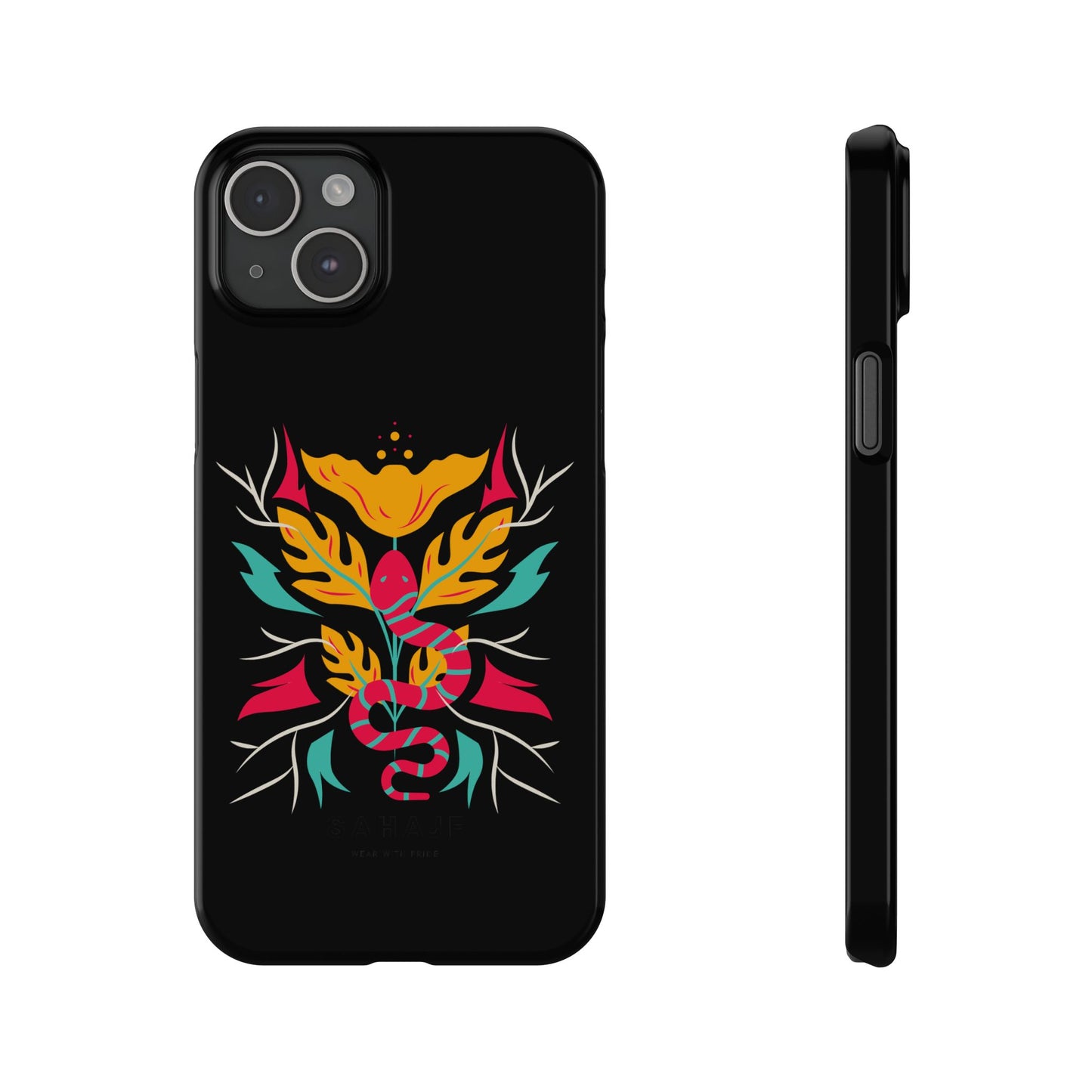 Colorful Floral Snake Slim Phone Case, Trendy Phone Accessories, Unique Gift for Nature Lovers, Modern Phone Cover, Stylish Protection