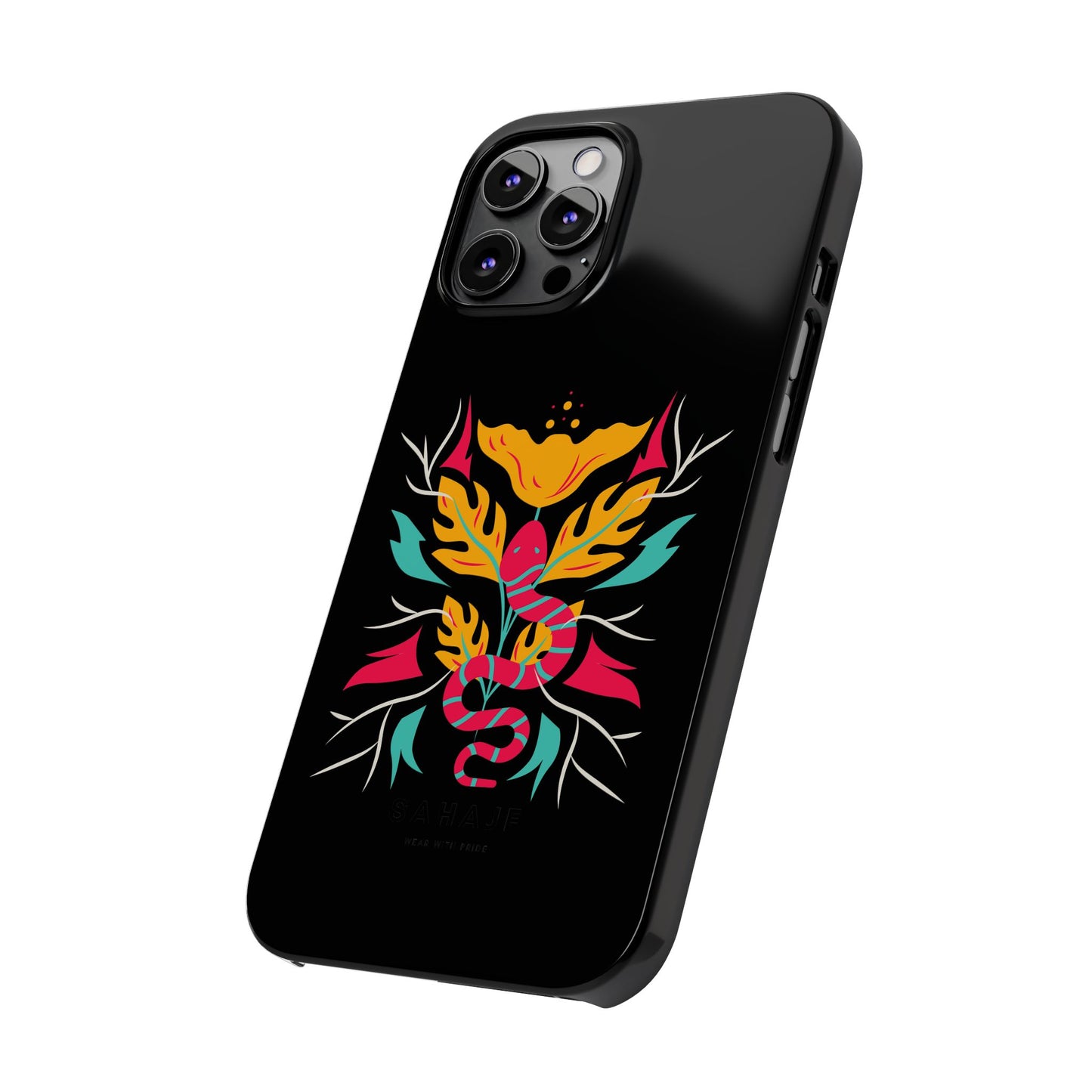 Colorful Floral Snake Slim Phone Case, Trendy Phone Accessories, Unique Gift for Nature Lovers, Modern Phone Cover, Stylish Protection