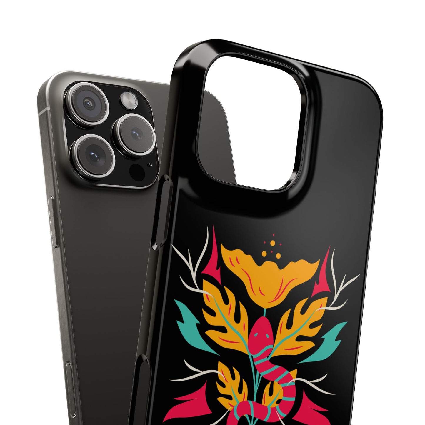 Colorful Floral Snake Slim Phone Case, Trendy Phone Accessories, Unique Gift for Nature Lovers, Modern Phone Cover, Stylish Protection