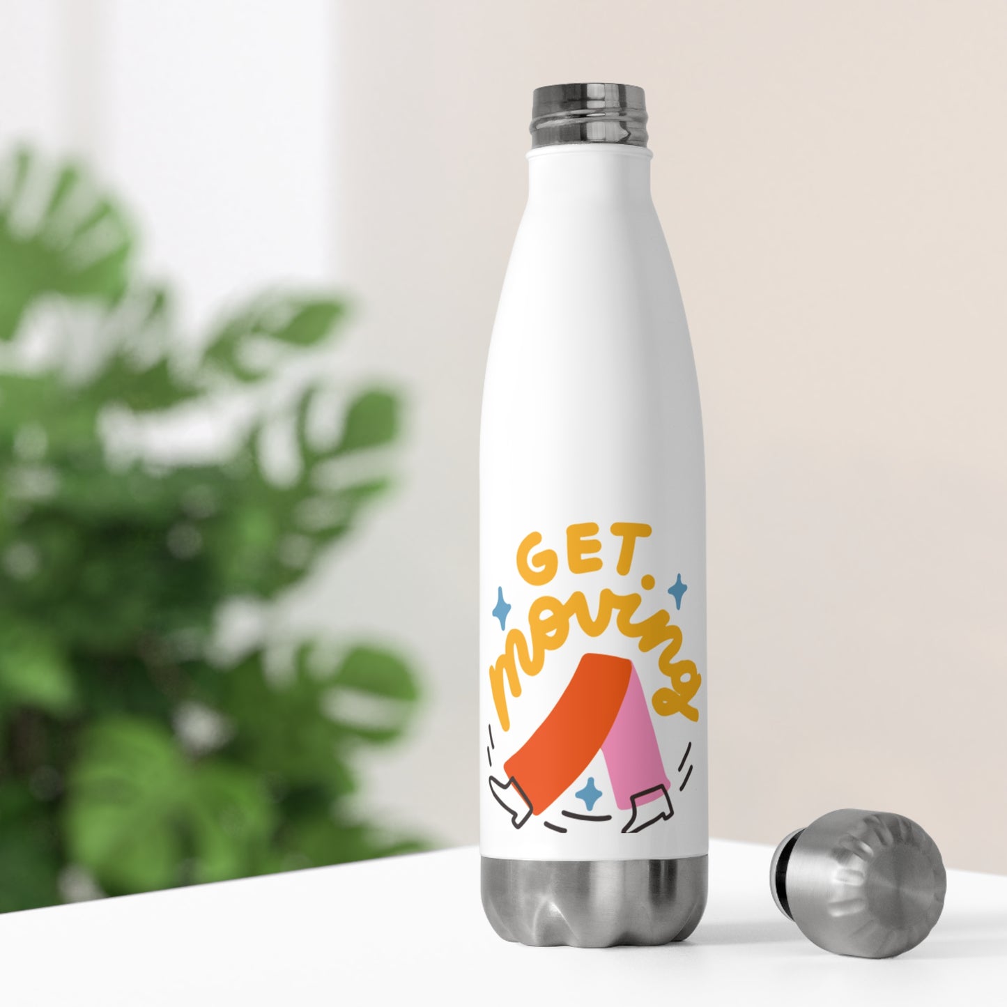 Get Moving Insulated Water Bottle, Motivational Sports Bottle, Hydration Gift, Fitness Bottle, Exercise Accessories, Healthy Living