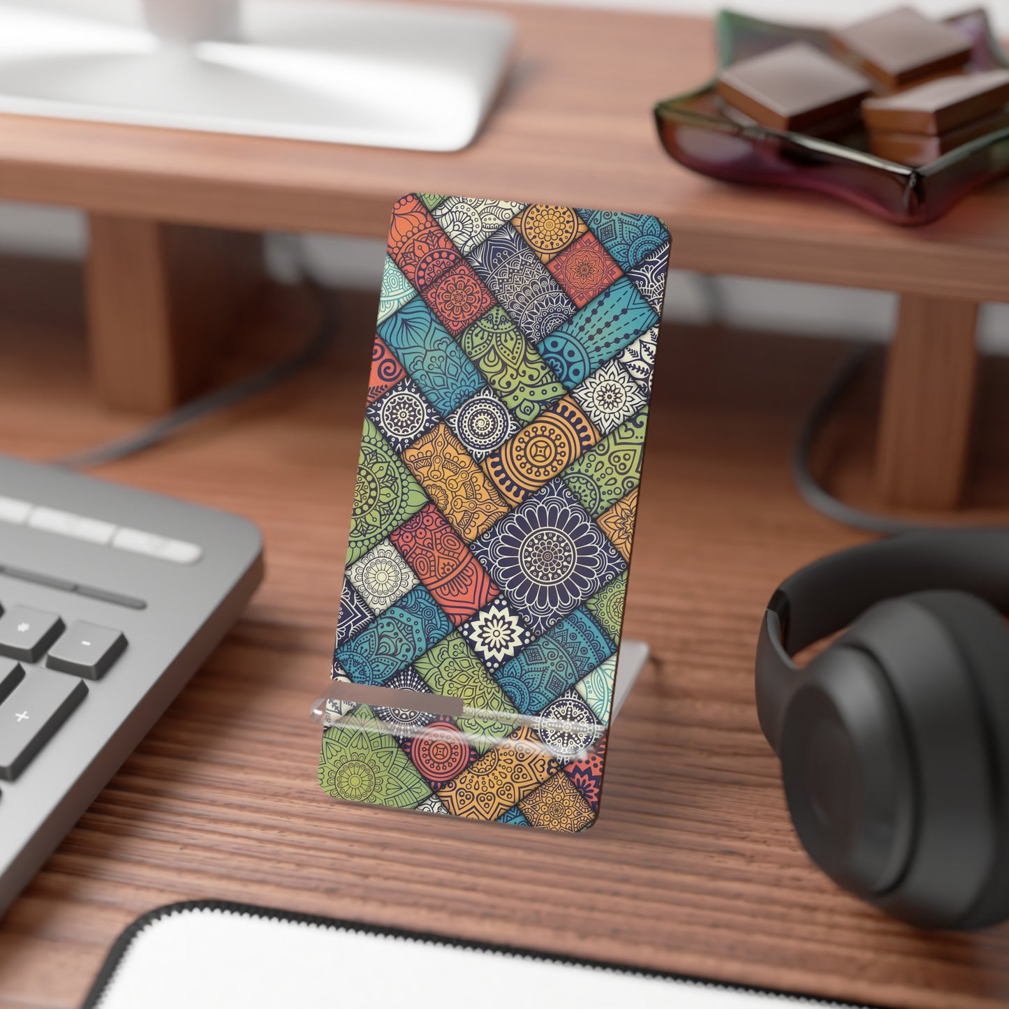 Colorful Decorative Mobile Display Stand, Smartphone Holder, Desk Organizer, Creative Gift, Home Office Decor