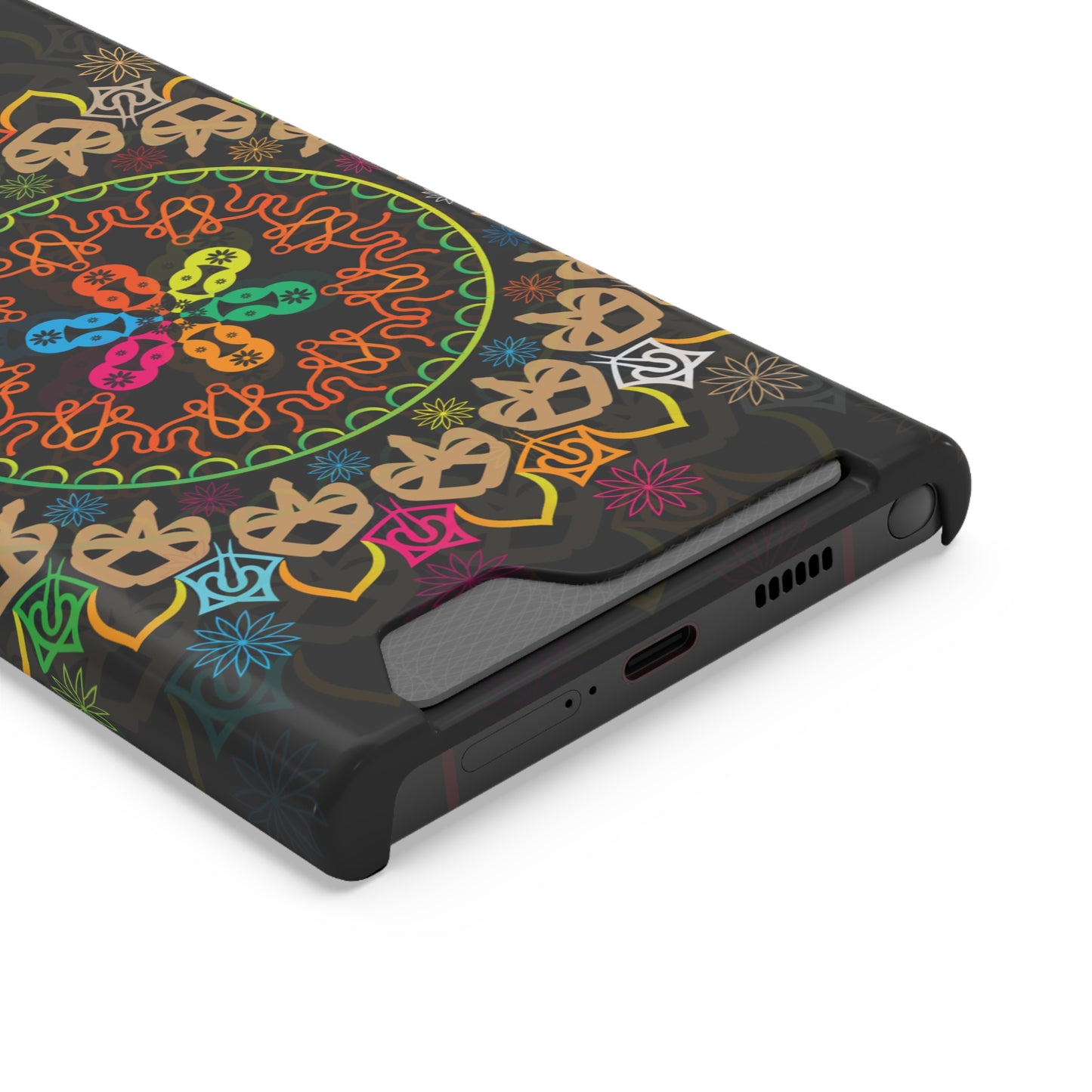 Colorful Mandala Phone Case with Card Holder, Bohemian Phone Accessory, Gift for Him/Her, Vibrant Smartphone Case, Artistic Phone Cover