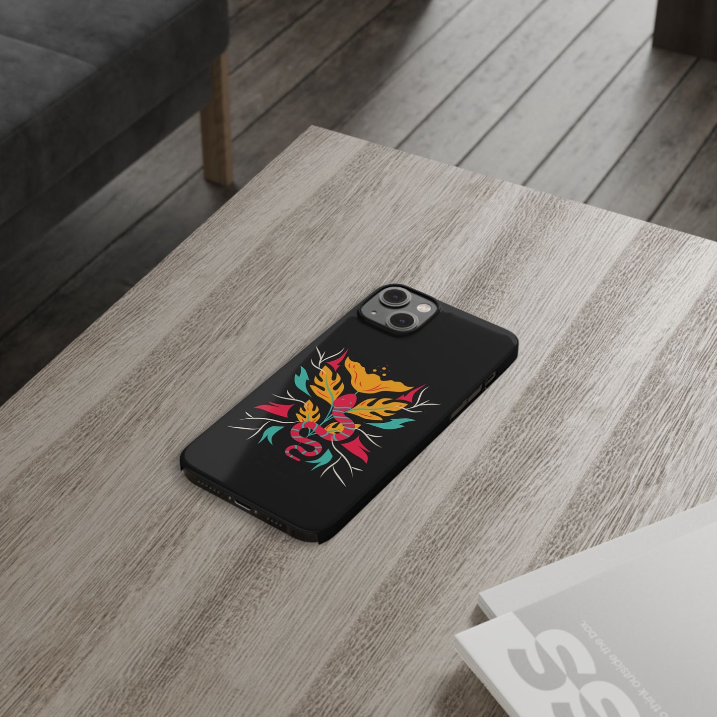 Colorful Floral Snake Slim Phone Case, Trendy Phone Accessories, Unique Gift for Nature Lovers, Modern Phone Cover, Stylish Protection