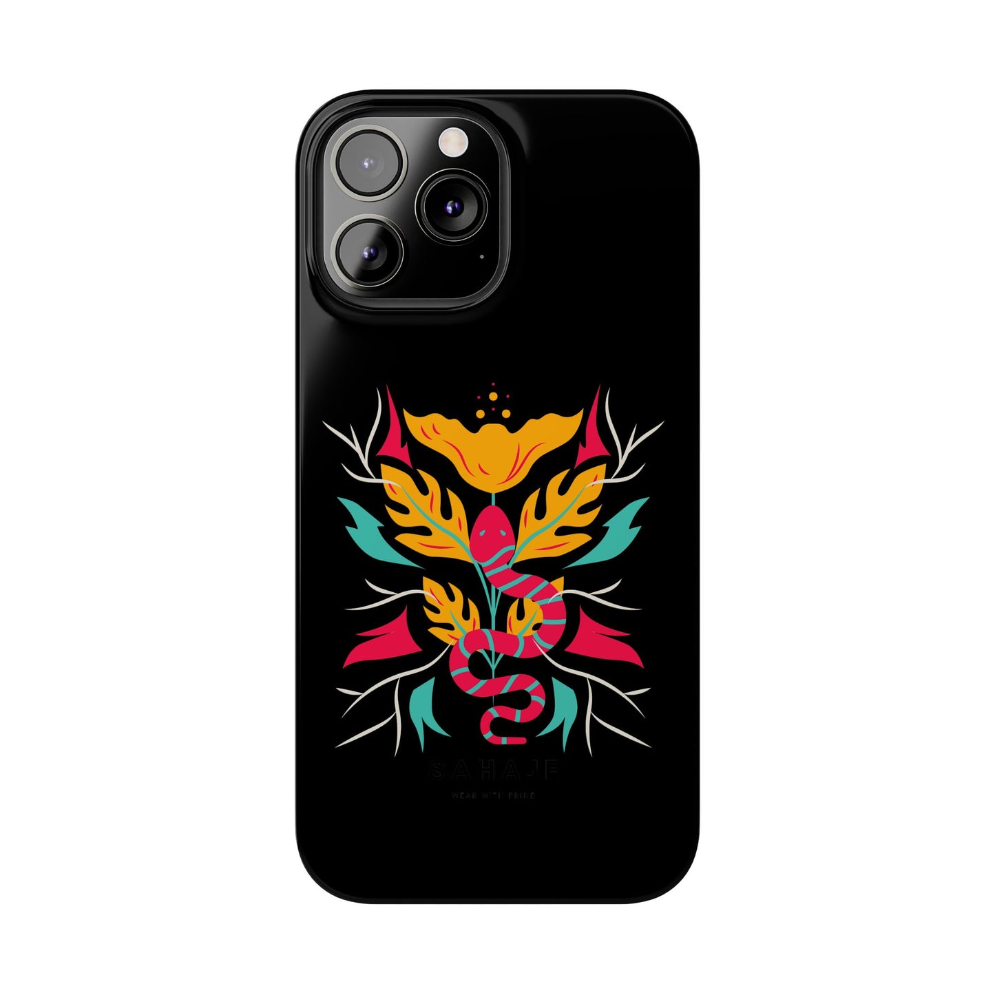 Colorful Floral Snake Slim Phone Case, Trendy Phone Accessories, Unique Gift for Nature Lovers, Modern Phone Cover, Stylish Protection