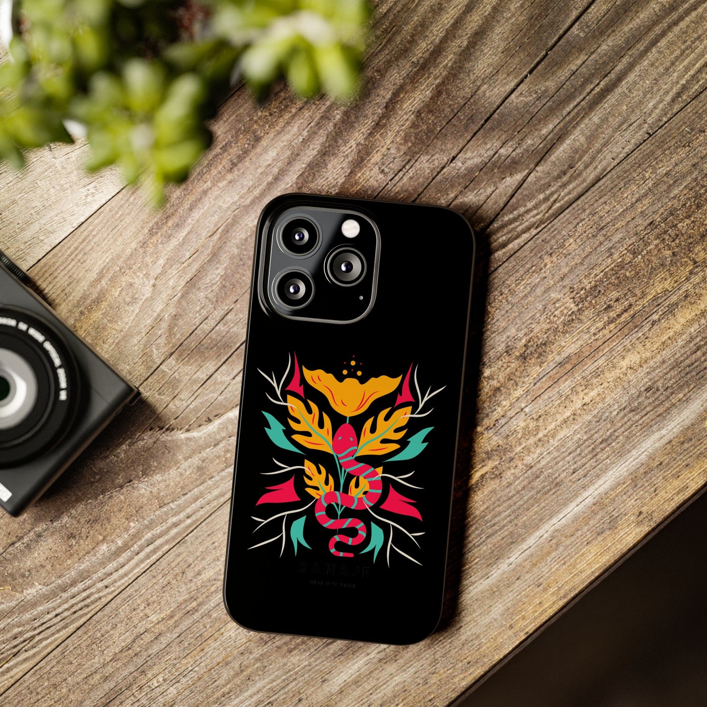 Colorful Floral Snake Slim Phone Case, Trendy Phone Accessories, Unique Gift for Nature Lovers, Modern Phone Cover, Stylish Protection