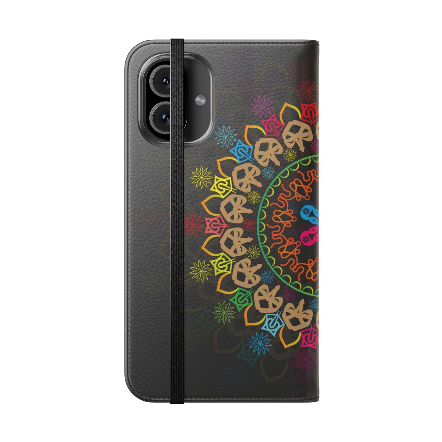 Colorful Mandala Flip Case for Phone, Bohemian Style Wallet Cover, Unique Gift for Her, Vibrant Phone Accessories, Eco-Friendly Protection