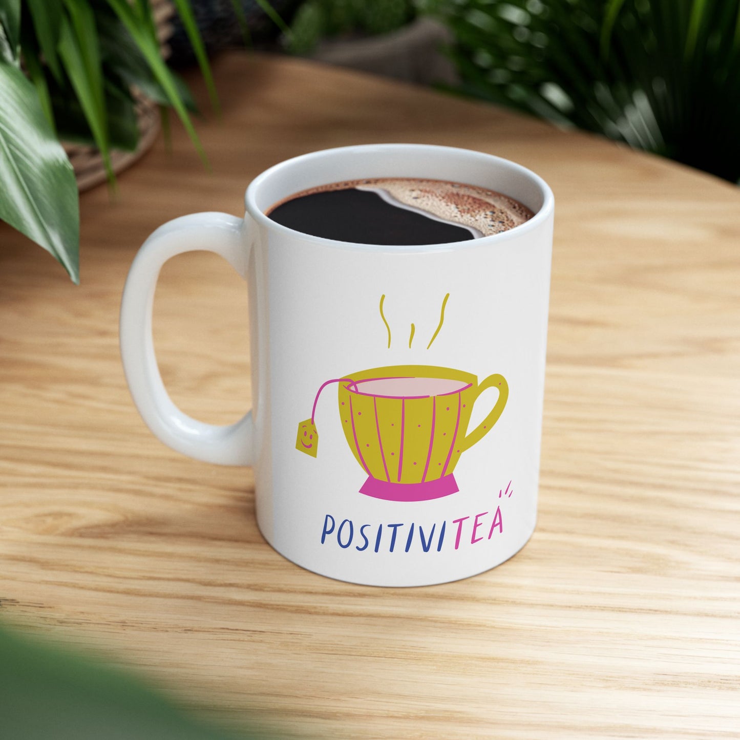 Whimsical Ceramic Tea Mug, Cute Gift for Tea Lovers, Fun Drinkware for Home, Colorful Coffee Mug for Birthdays, Unique Kitchen Decor