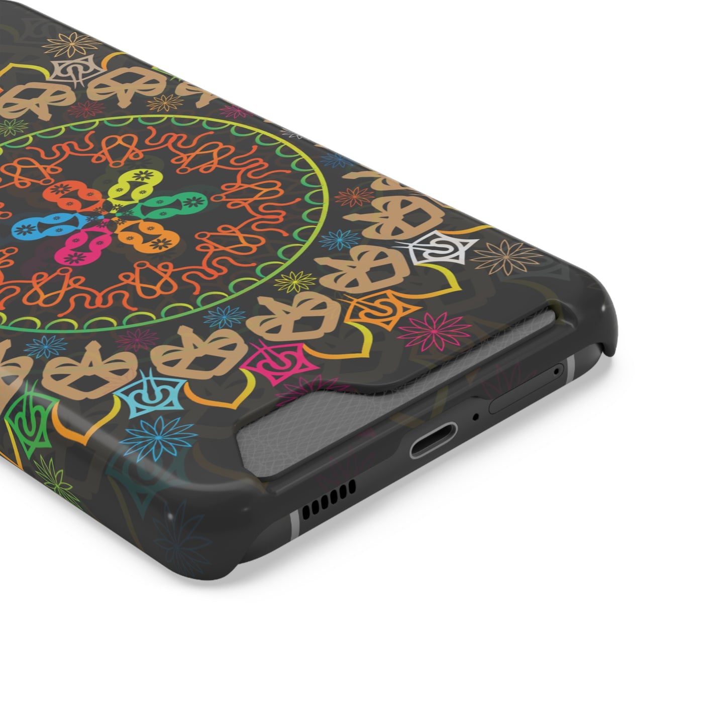 Colorful Mandala Phone Case with Card Holder, Bohemian Phone Accessory, Gift for Him/Her, Vibrant Smartphone Case, Artistic Phone Cover