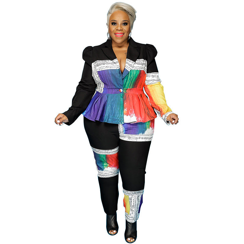 plus Size Women Women Clothing Positioning Printing Dyeing Suit