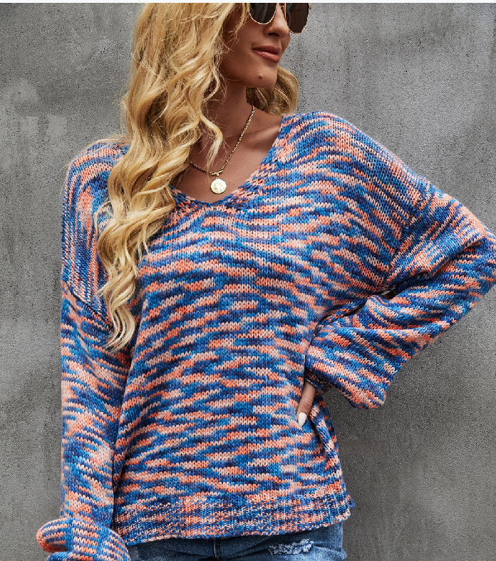 New Winter Clothes Long Sleeved Sweater Color Plus Size Women V neck Sweater Women Fashion