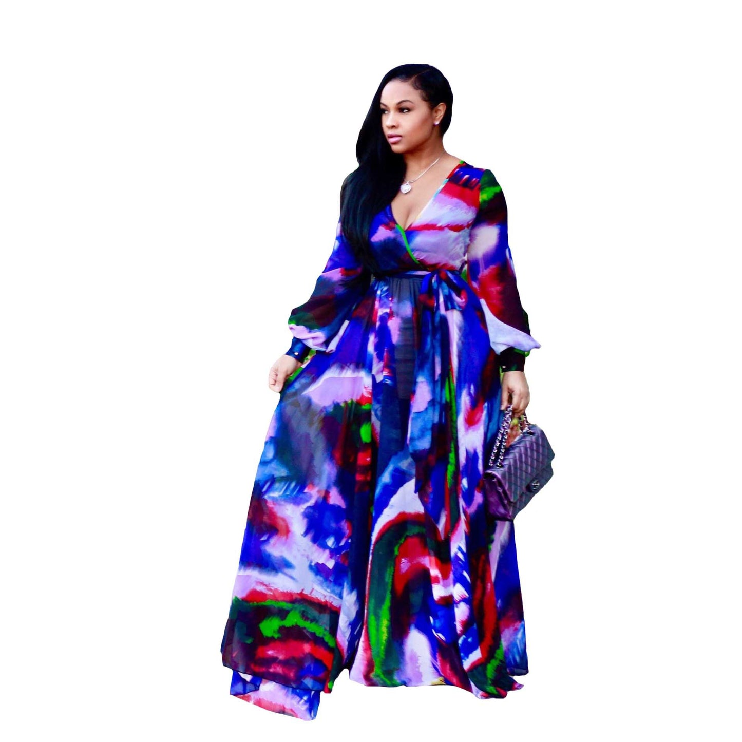 Summer New Beach Chiffon Dress Floral Print Fashion Large Swing Dress Women Dress Plus Size