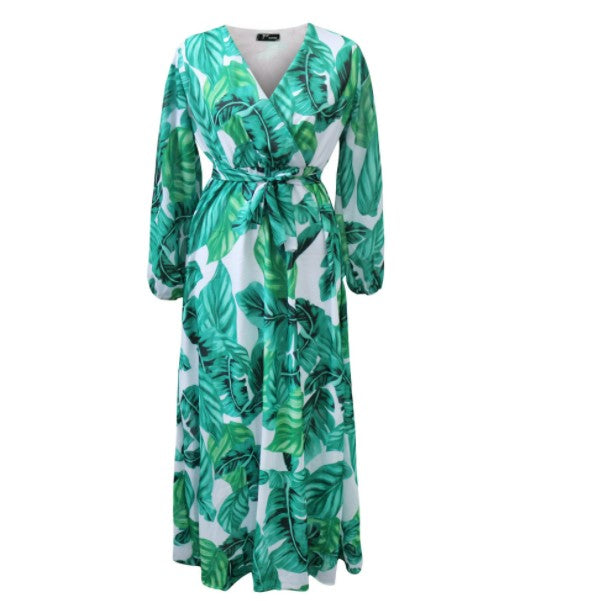 Summer New Beach Chiffon Dress Floral Print Fashion Large Swing Dress Women Dress Plus Size