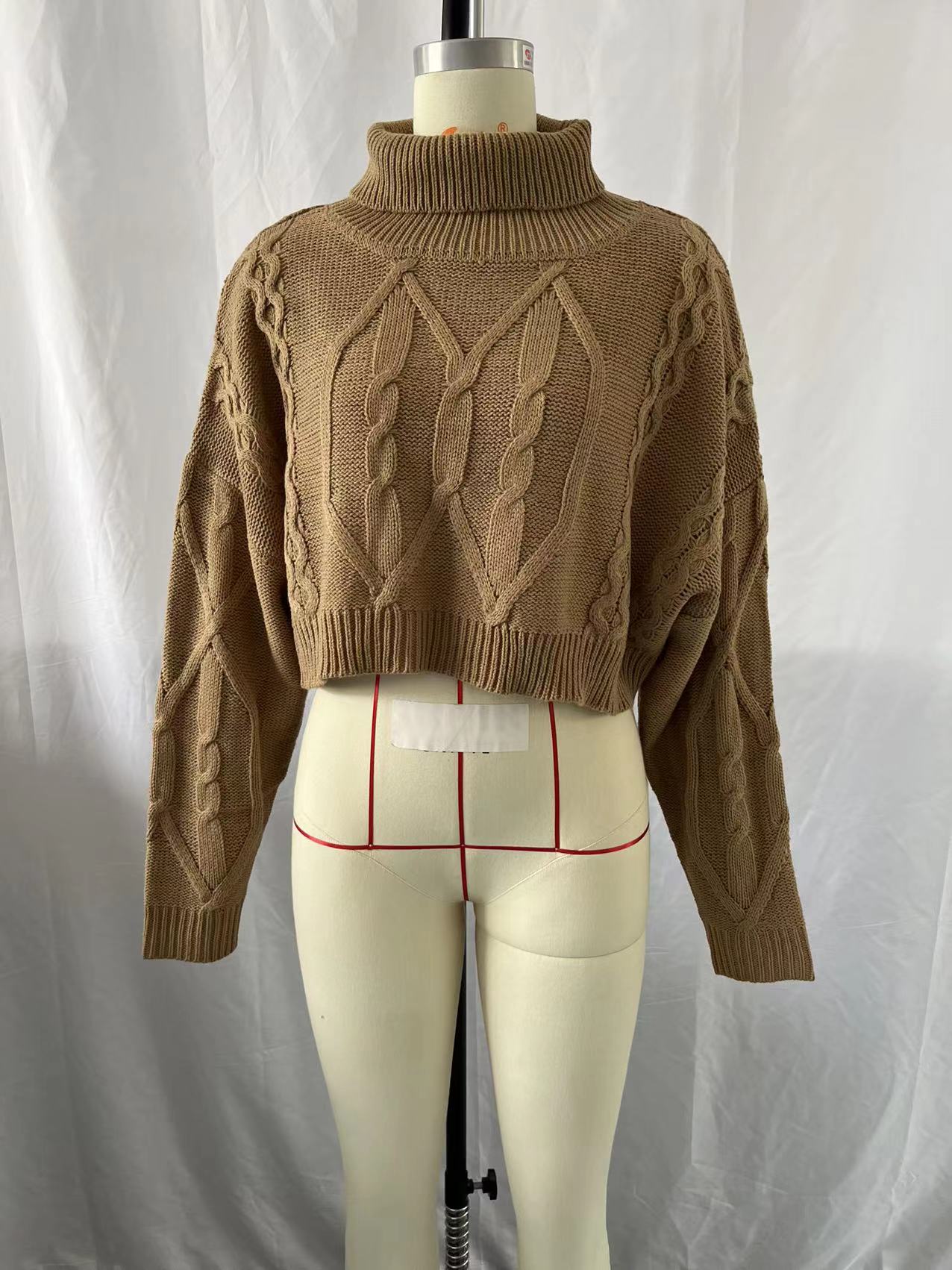 Autumn Winter New Solid Color Turtleneck Pullover Knitwear Short Twisted Loose Knitted Sweater
