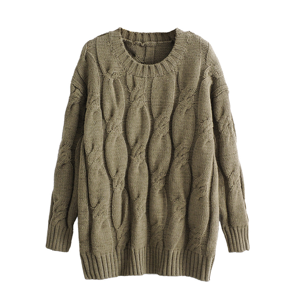 Cashmere Sweater Women Pure Cashmere Twisted Sweater round Neck Pullover Solid Color Sweater Women Clothing