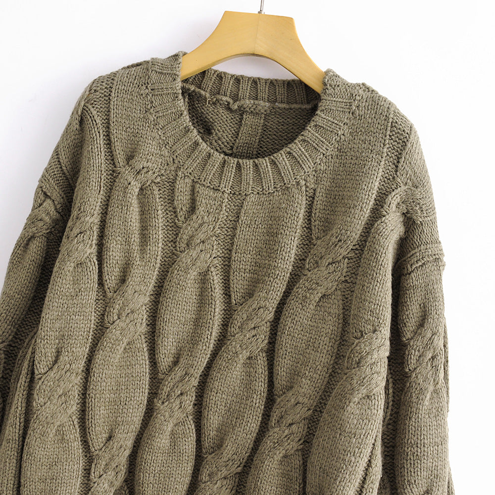 Cashmere Sweater Women Pure Cashmere Twisted Sweater round Neck Pullover Solid Color Sweater Women Clothing