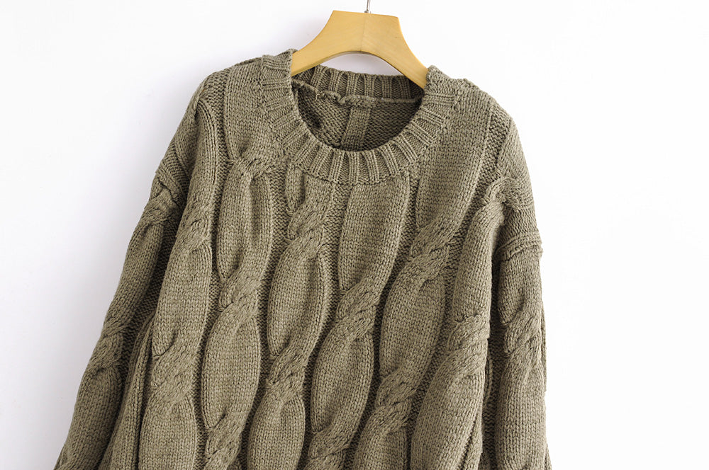 Cashmere Sweater Women Pure Cashmere Twisted Sweater round Neck Pullover Solid Color Sweater Women Clothing