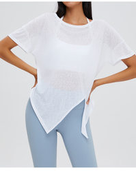 Summer Sun Protection Athletic Clothing Outdoor Running Fitness Sun Protection T-shirt Breathable Split Yoga Short Sleeve Female Spot