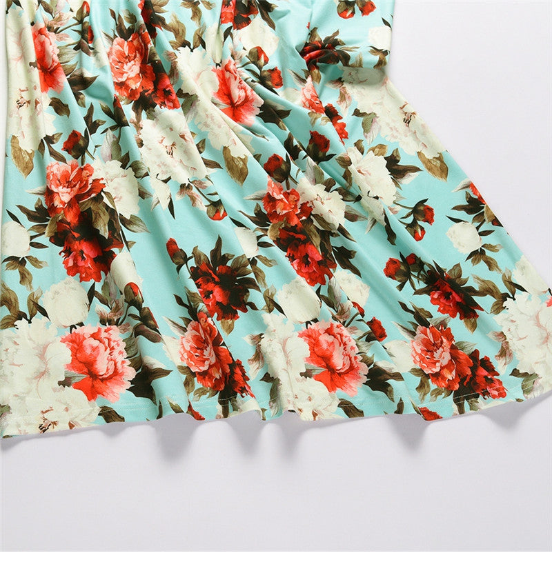 Spring Summer New Women's V Neck Suspender Dresses Sleeveless Hight Waist Floral Printed Long Dresses