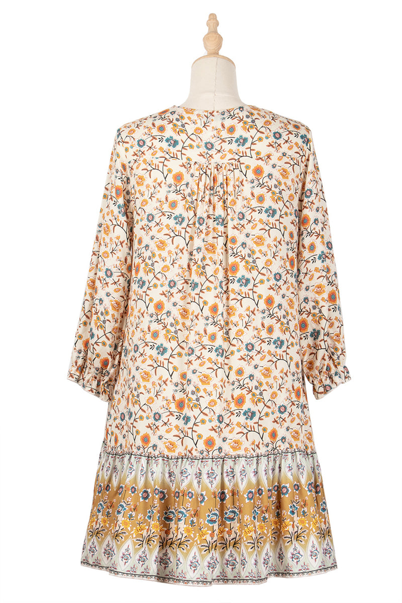Spring Print Dress Women Casual Butterfly Sleeve V Neck Short Dress For Women Fashion Loose Summer Dress