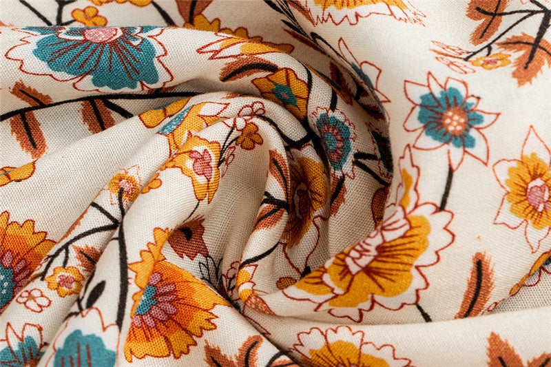 Spring Print Dress Women Casual Butterfly Sleeve V Neck Short Dress For Women Fashion Loose Summer Dress