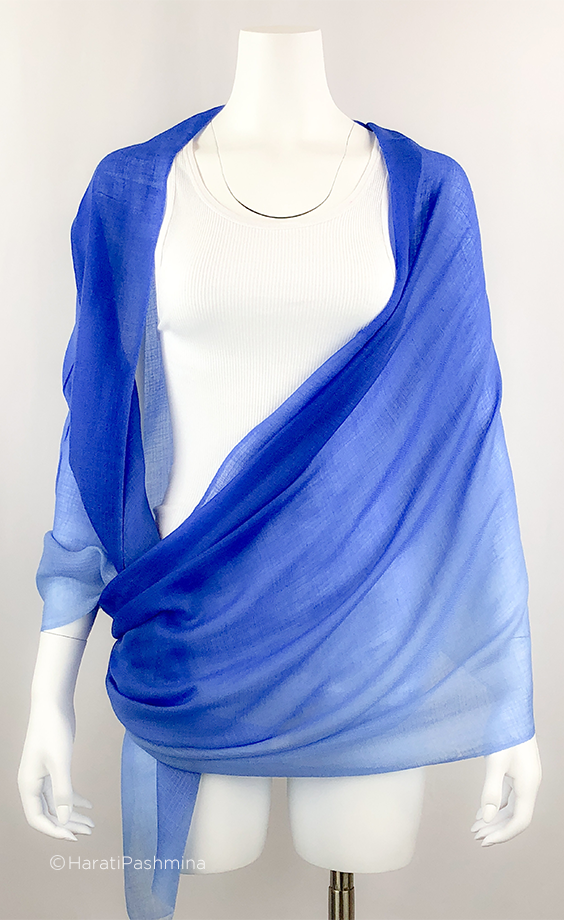 ROYAL BLUE CASHMERE SHAWL FOR WOMEN 35