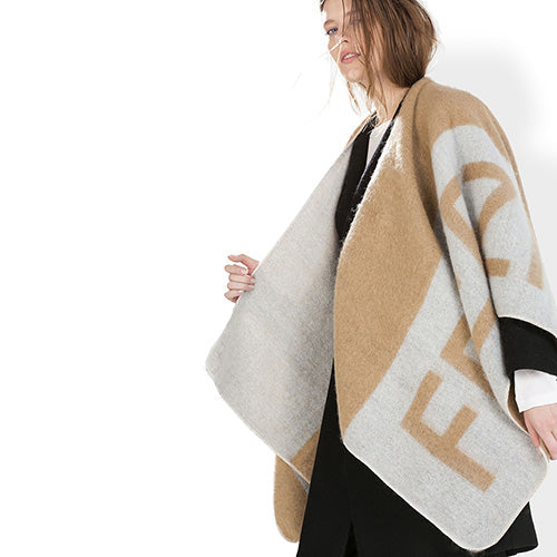 New fashion letter free printted poncho scarves for women cashmere blanket scarf lady winter thick warm shawl wraps brand cape