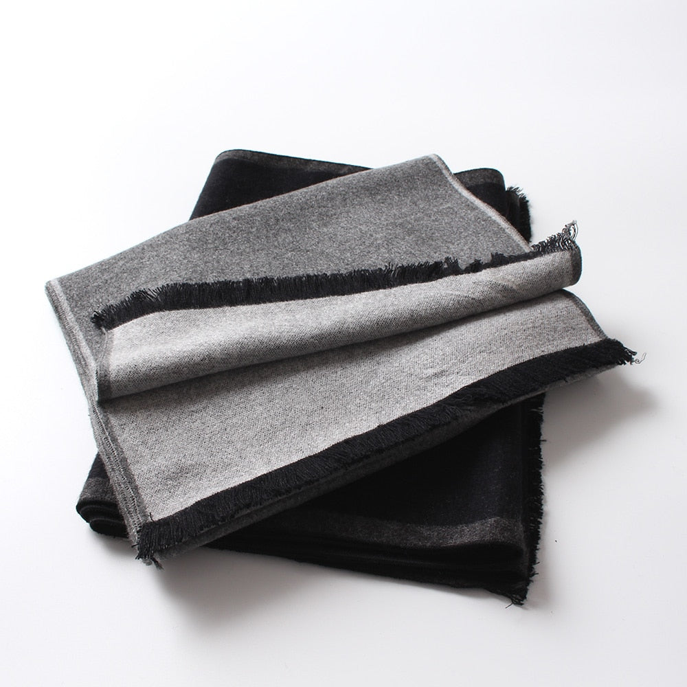 Classic solid color plain imitated cashmere scarves with tassel men women winter thick warm wool scarf brand shawl neckerchief