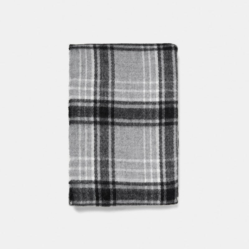 Imitated cashmere scarves women grey check plaid acrylic blanket scarf female winter thick warm shawl wraps brand scarf