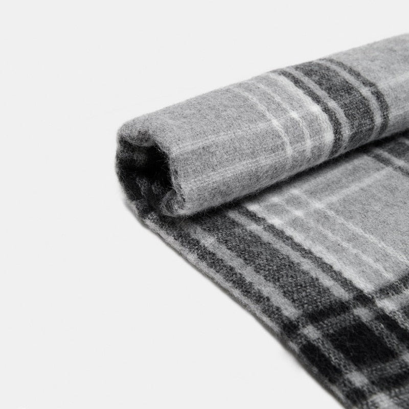 Imitated cashmere scarves women grey check plaid acrylic blanket scarf female winter thick warm shawl wraps brand scarf