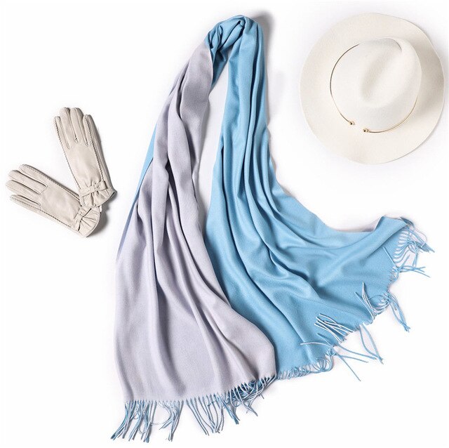 New Winter Scarf Women 2 Tone Cashmere Wool Scarves Shawls for Women Soft Wool Pashmina Winter Warm Female Poncho Stoles