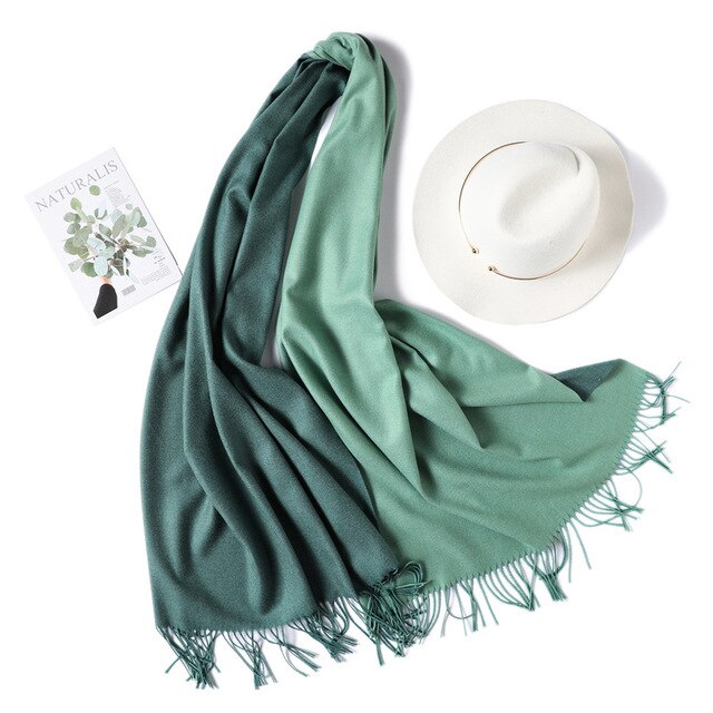 New Winter Scarf Women 2 Tone Cashmere Wool Scarves Shawls for Women Soft Wool Pashmina Winter Warm Female Poncho Stoles