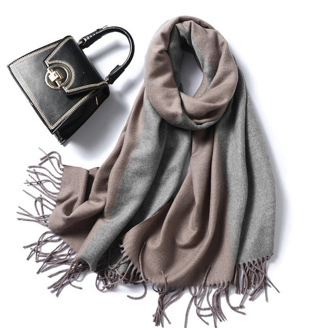 Designer Brand Women Scarf Spring Winter Pashmina Bandana for Lady Cashmere Scarves Thick Neckerchief Warm Knit Echarpe