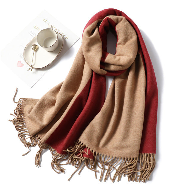 Designer Brand Women Scarf Spring Winter Pashmina Bandana for Lady Cashmere Scarves Thick Neckerchief Warm Knit Echarpe
