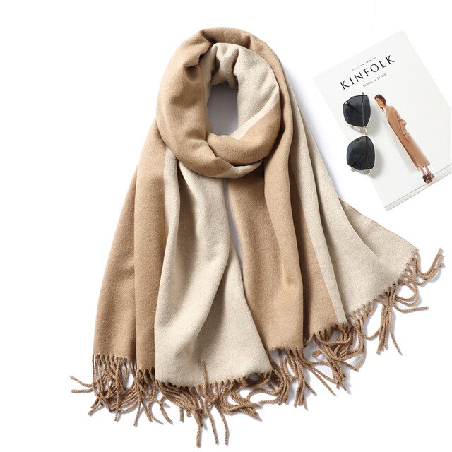 Designer Brand Women Scarf Spring Winter Pashmina Bandana for Lady Cashmere Scarves Thick Neckerchief Warm Knit Echarpe