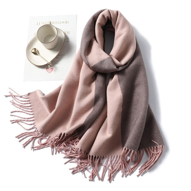 Designer Brand Women Scarf Spring Winter Pashmina Bandana for Lady Cashmere Scarves Thick Neckerchief Warm Knit Echarpe