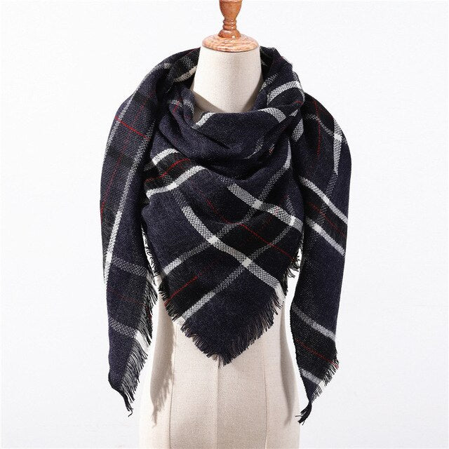 New Spring Triangle Women's Scarf Plaid Warm Cashmere Scarves Female Shawls Pashmina Lady Bandana Wraps Blanket Hijabs