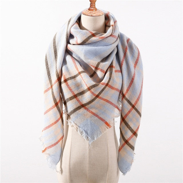 New Spring Triangle Women's Scarf Plaid Warm Cashmere Scarves Female Shawls Pashmina Lady Bandana Wraps Blanket Hijabs