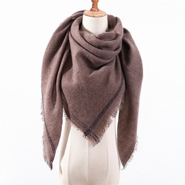 New Spring Triangle Women's Scarf Plaid Warm Cashmere Scarves Female Shawls Pashmina Lady Bandana Wraps Blanket Hijabs