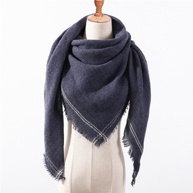 New Spring Triangle Women's Scarf Plaid Warm Cashmere Scarves Female Shawls Pashmina Lady Bandana Wraps Blanket Hijabs