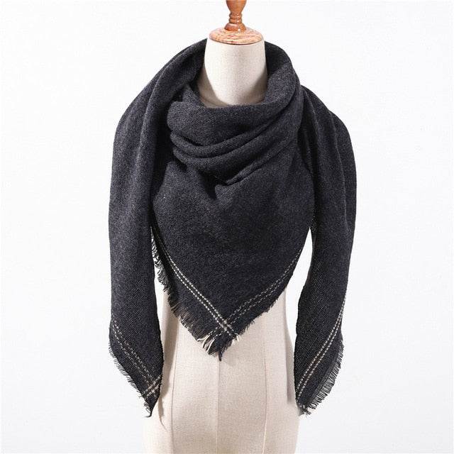 New Spring Triangle Women's Scarf Plaid Warm Cashmere Scarves Female Shawls Pashmina Lady Bandana Wraps Blanket Hijabs