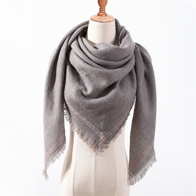 New Spring Triangle Women's Scarf Plaid Warm Cashmere Scarves Female Shawls Pashmina Lady Bandana Wraps Blanket Hijabs