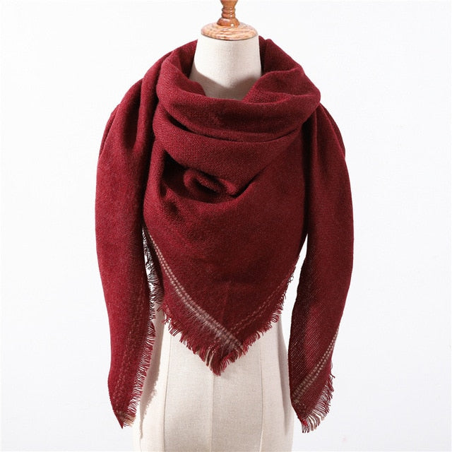 New Spring Triangle Women's Scarf Plaid Warm Cashmere Scarves Female Shawls Pashmina Lady Bandana Wraps Blanket Hijabs
