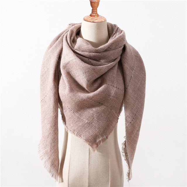 New Spring Triangle Women's Scarf Plaid Warm Cashmere Scarves Female Shawls Pashmina Lady Bandana Wraps Blanket Hijabs