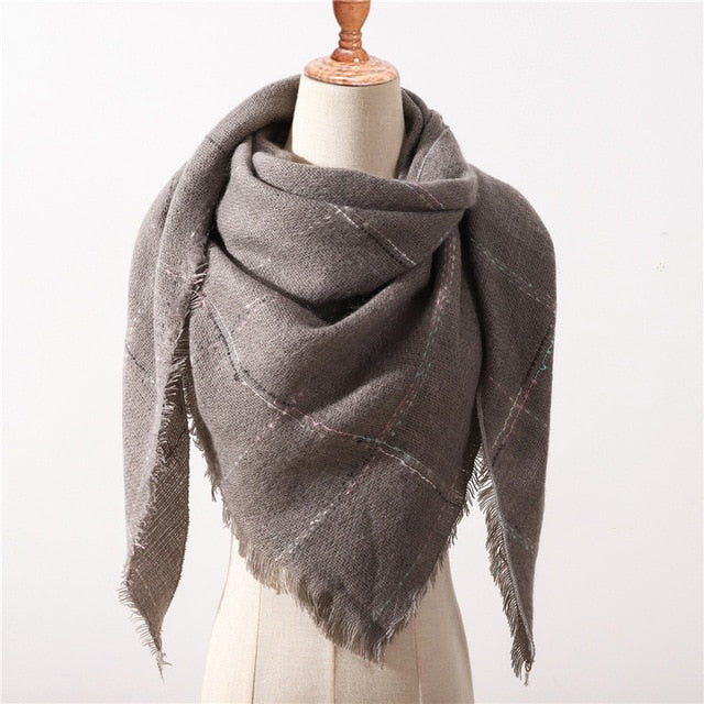 New Spring Triangle Women's Scarf Plaid Warm Cashmere Scarves Female Shawls Pashmina Lady Bandana Wraps Blanket Hijabs