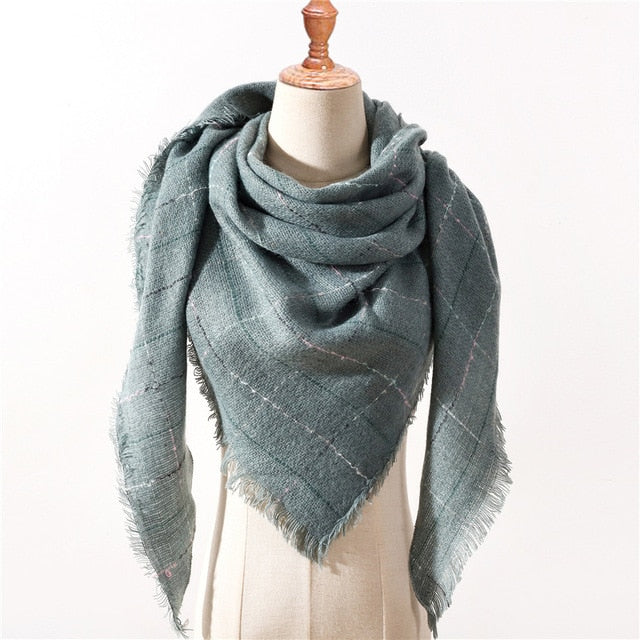 New Spring Triangle Women's Scarf Plaid Warm Cashmere Scarves Female Shawls Pashmina Lady Bandana Wraps Blanket Hijabs