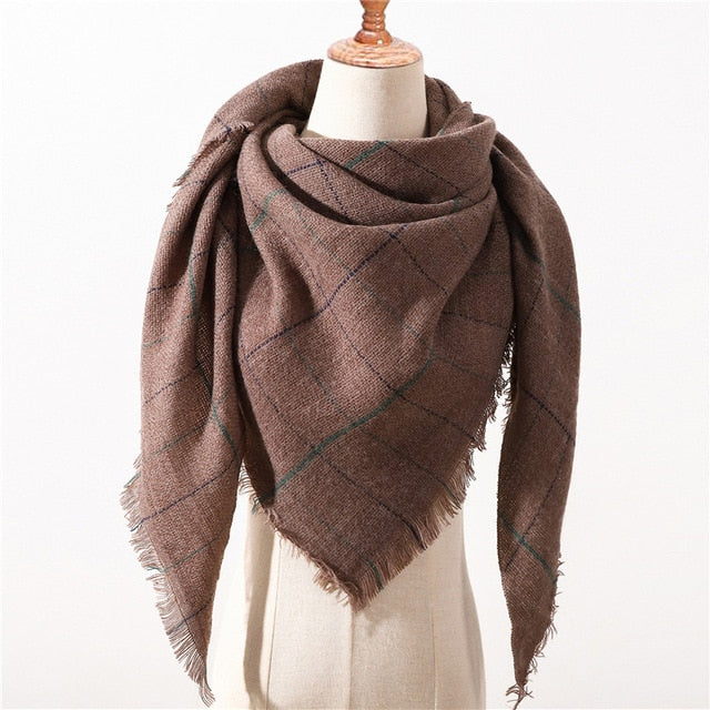New Spring Triangle Women's Scarf Plaid Warm Cashmere Scarves Female Shawls Pashmina Lady Bandana Wraps Blanket Hijabs
