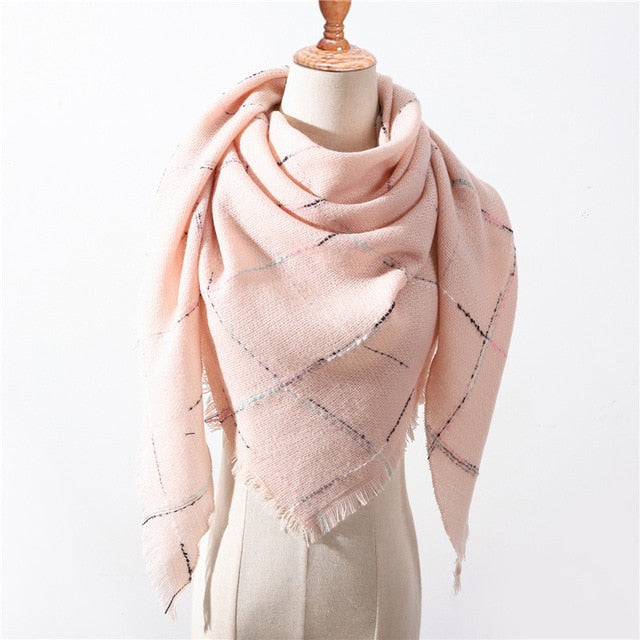 New Spring Triangle Women's Scarf Plaid Warm Cashmere Scarves Female Shawls Pashmina Lady Bandana Wraps Blanket Hijabs